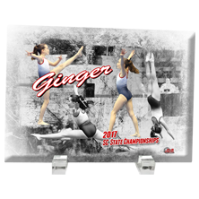 Photo Glass, 5x7in Flat with ½in Beveled, Rounded Edges. Glass is not tempered. Acrylic mount feet.